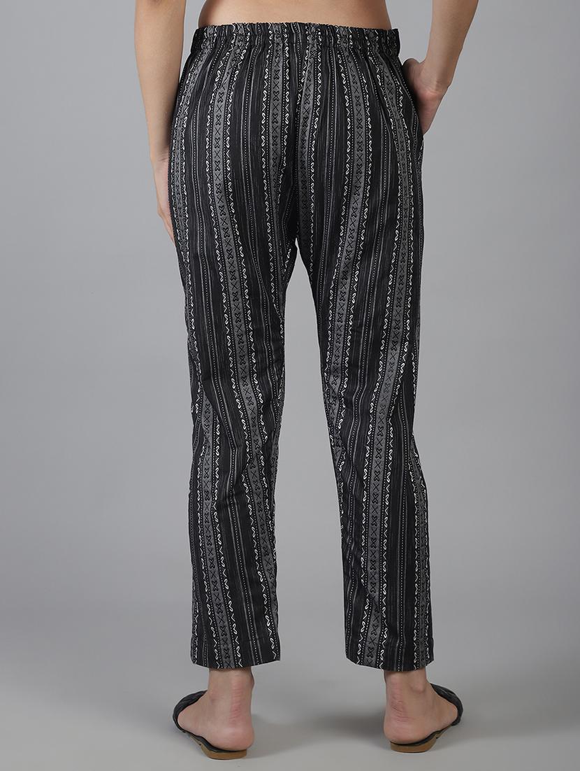 women printed mid rise straight trouser - 22035581 - Standard Image - 2