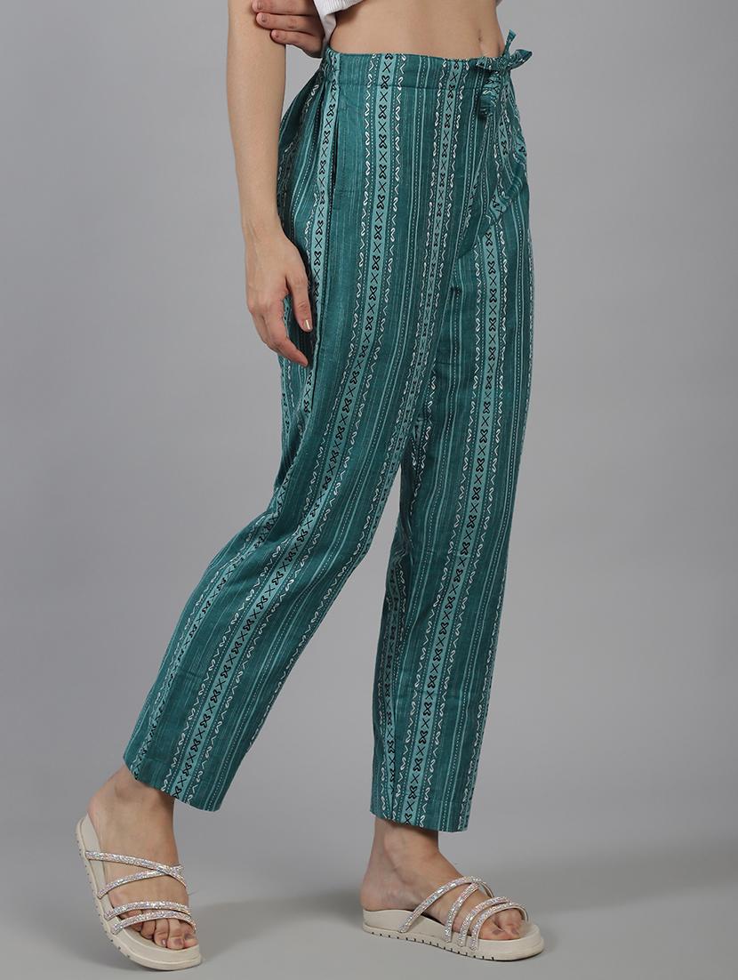 turquoise cotton trousers - 22035584 - Standard Image - 2