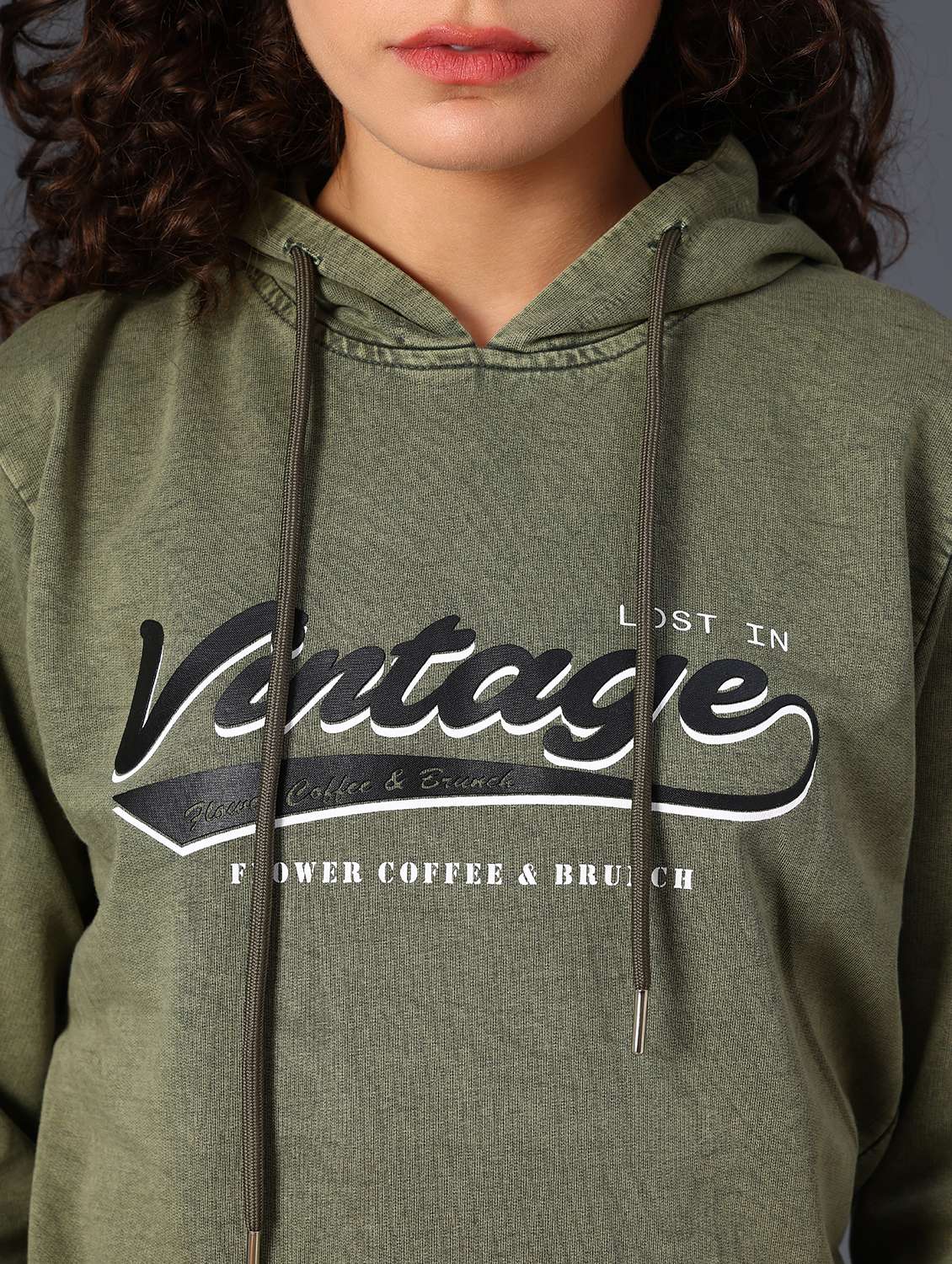 Olive Cotton Poly Blend Chest Print Sweatshirt - 22035633 -  Standard Image - 7