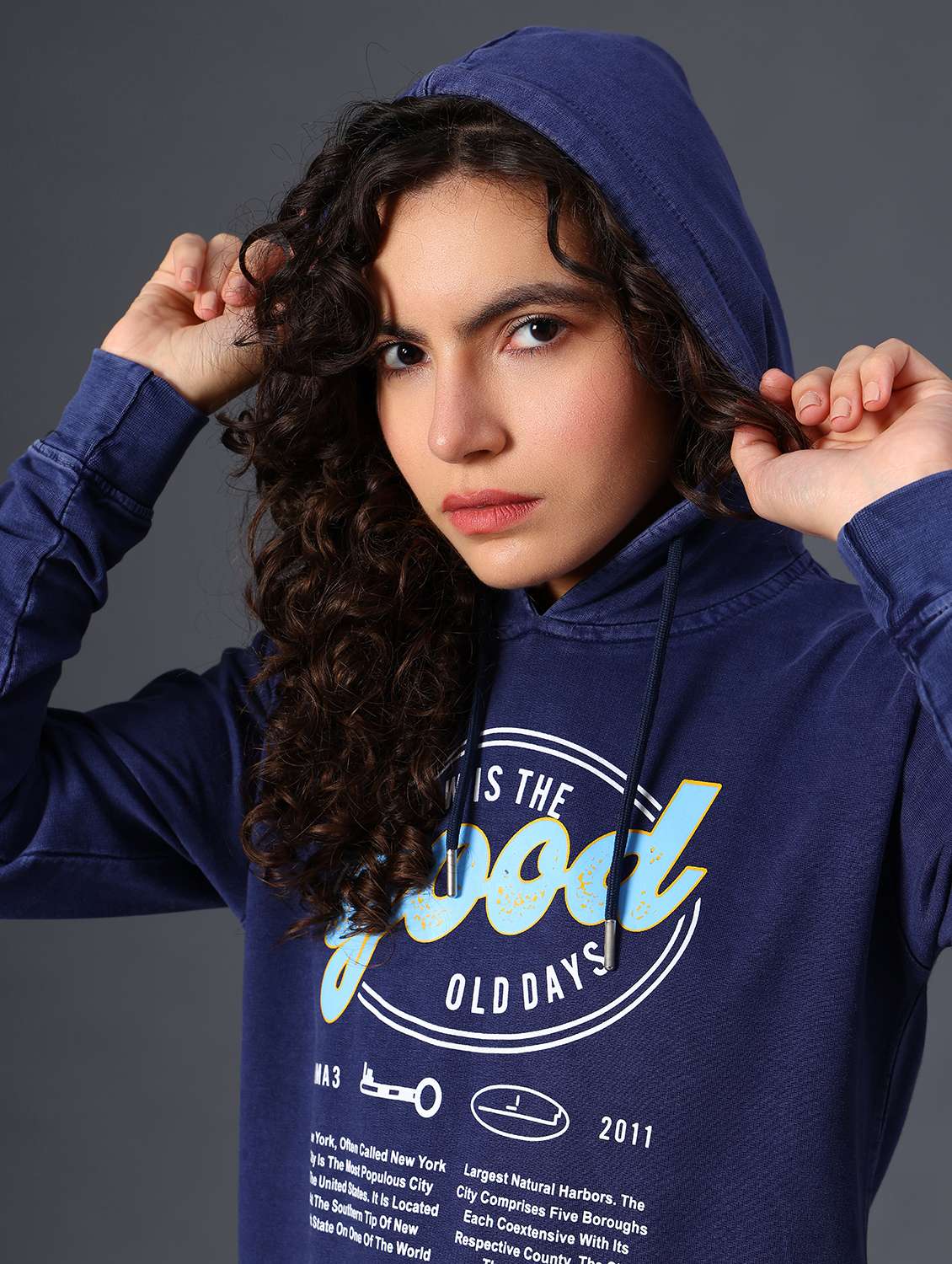 blue cotton poly blend chest print sweatshirt - 22035634 -  Standard Image - 2
