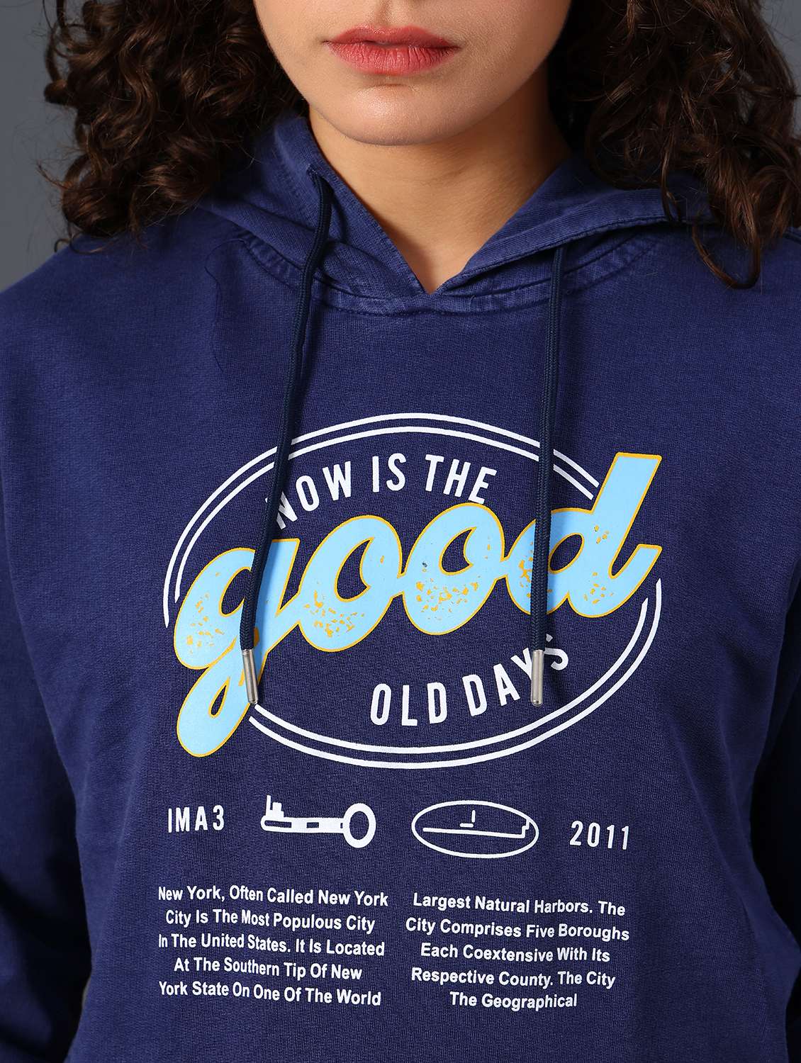 blue cotton poly blend chest print sweatshirt - 22035634 -  Standard Image - 7