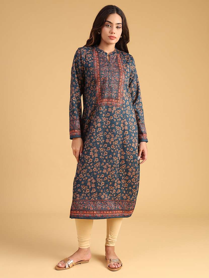 women self designed long sleeve woolen kurta - 22035676 -  Standard Image - 2