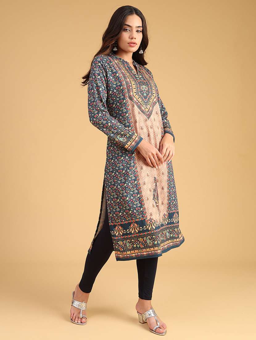 women self designed long sleeve woolen kurta - 22035706 -  Standard Image - 2