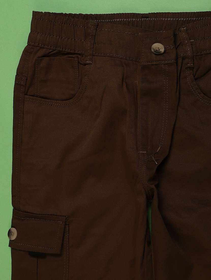 boys solid mid rise regular fit cargo - 22035721 -  Standard Image - 2
