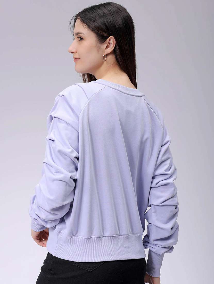 women lavender solid long sleeve sweatshirt - 22036505 - Standard Image - 2