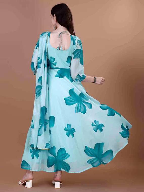 women floral printed three quarter sleeve kurta dupatta set - 22036711 -  Standard Image - 2