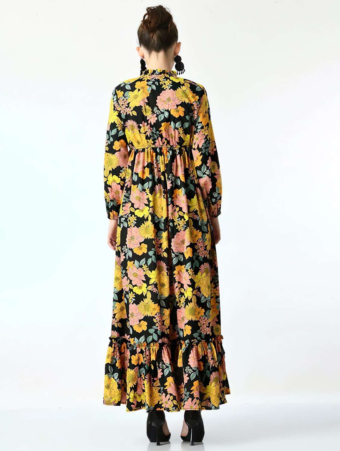 women floral printed long sleeve tiered maxi dress - 22036725 - Standard Image - 2