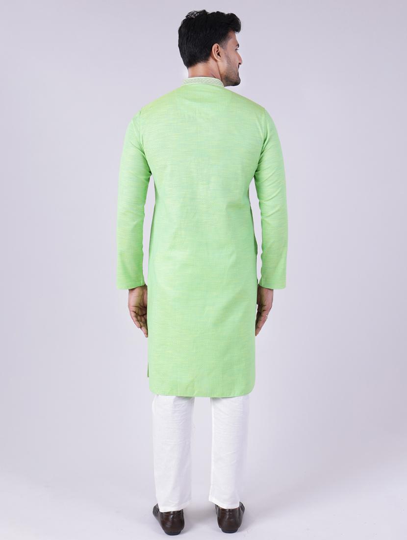 men solid long sleeve kurta and pyjama set - 22036923 - Standard Image - 2