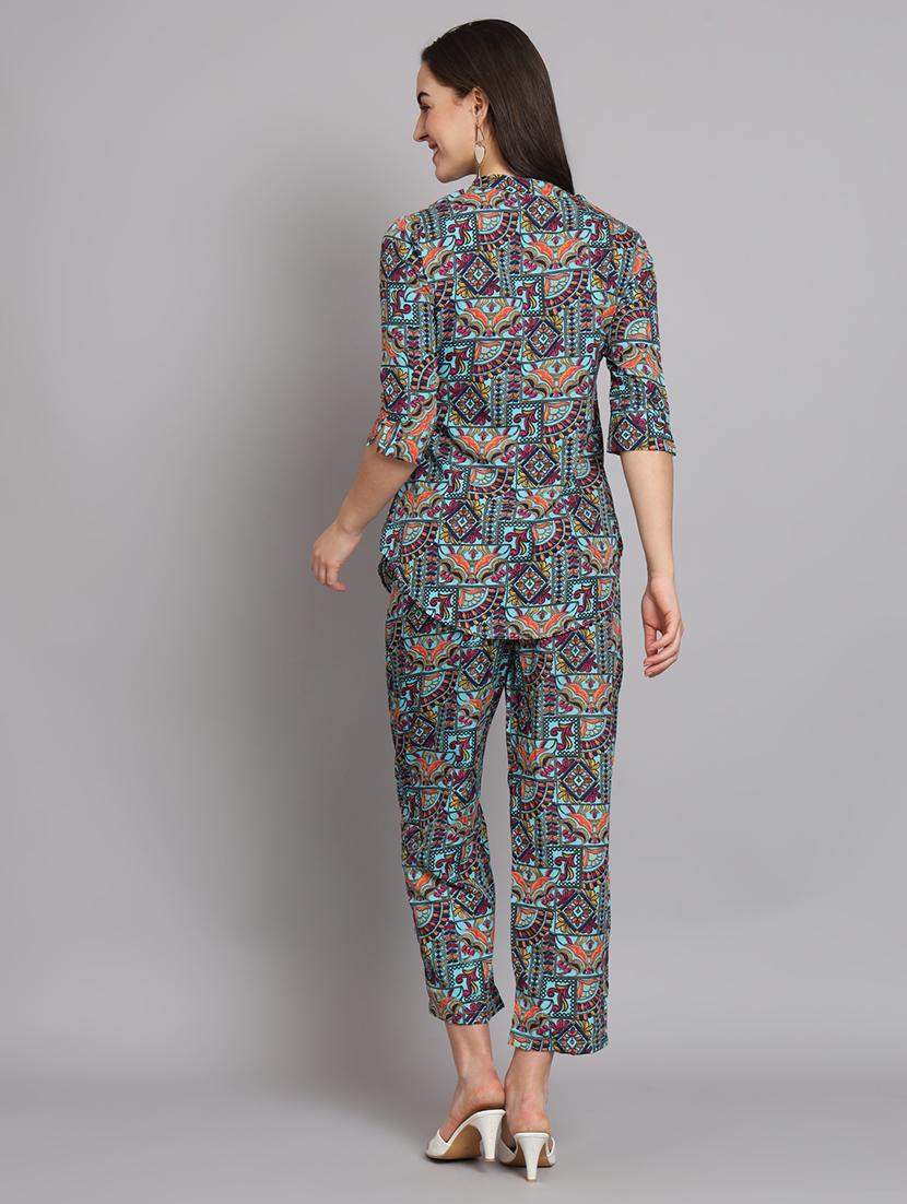 women printed top and trouser co-ord set - 22036928 - Standard Image - 2