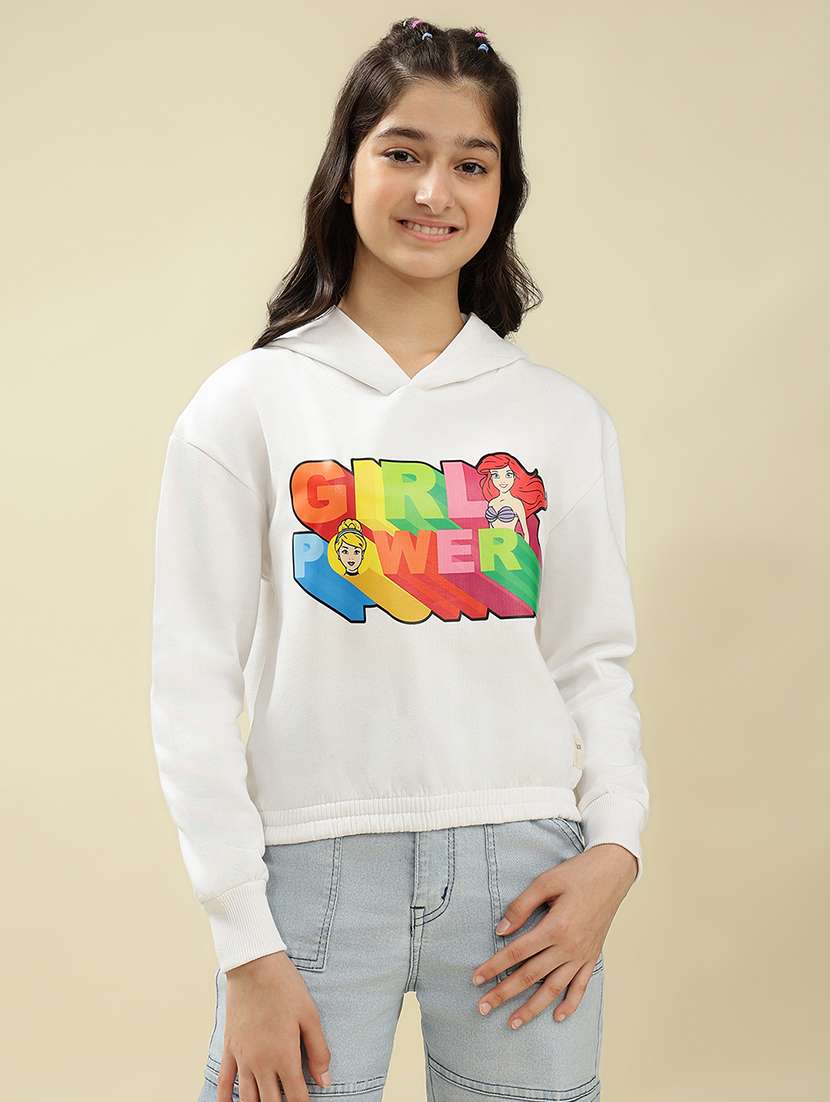 girls printed long sleeve hooded sweatshirt 