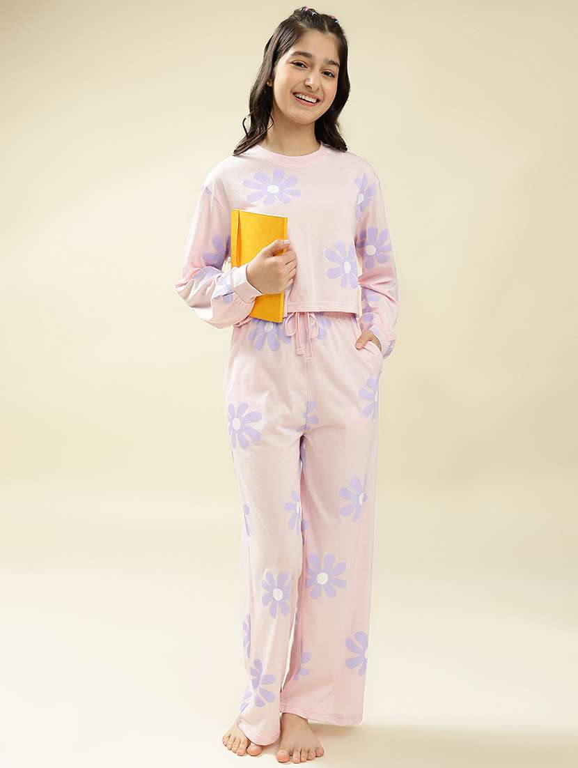 girls printed nightwear pyjama set - 22036952 -  Standard Image - 2