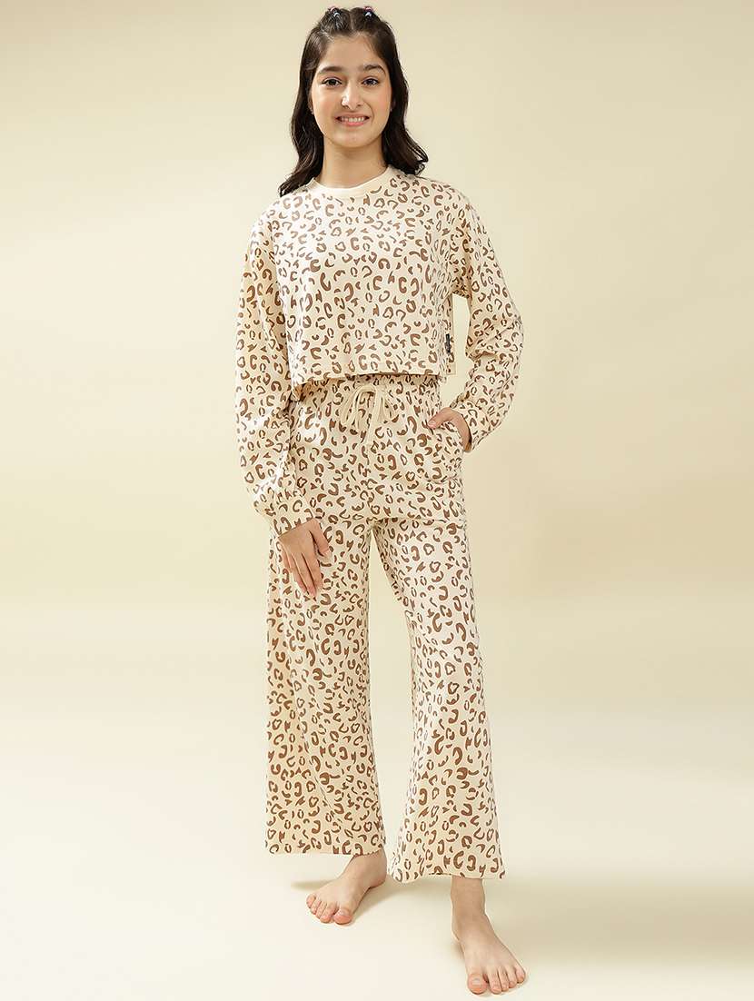 girls animal print nightwear pyjama set
