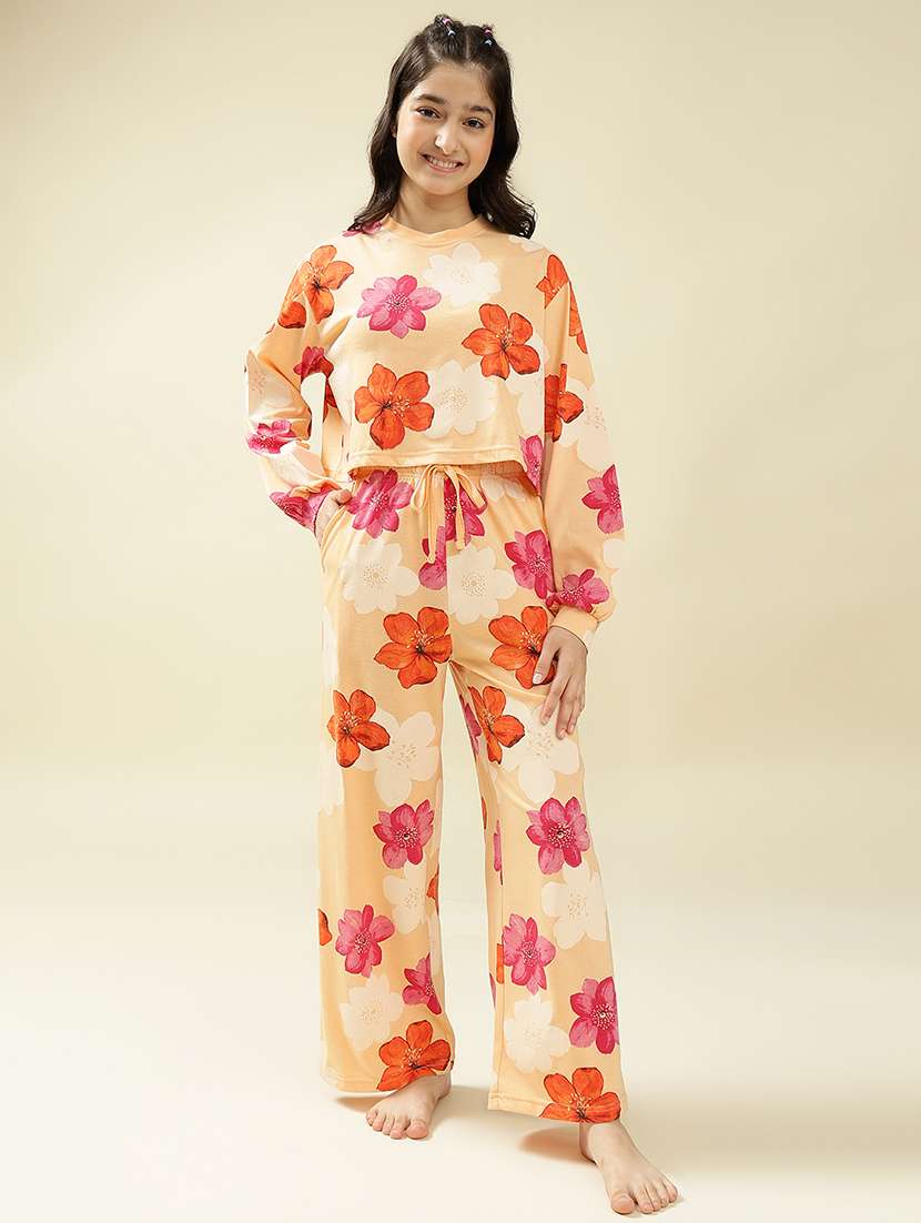 girls printed nightwear pyjama set - 22036962 - Standard Image - 2