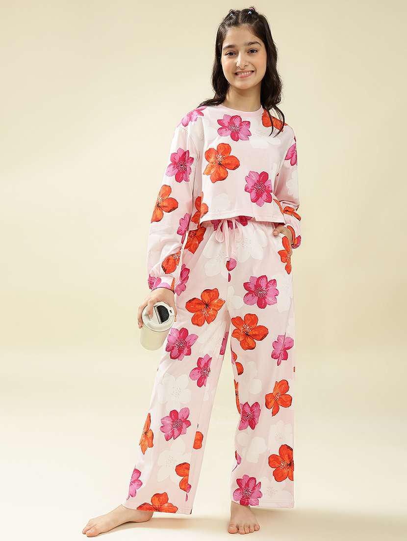 girls printed nightwear pyjama set - 22036963 -  Standard Image - 2