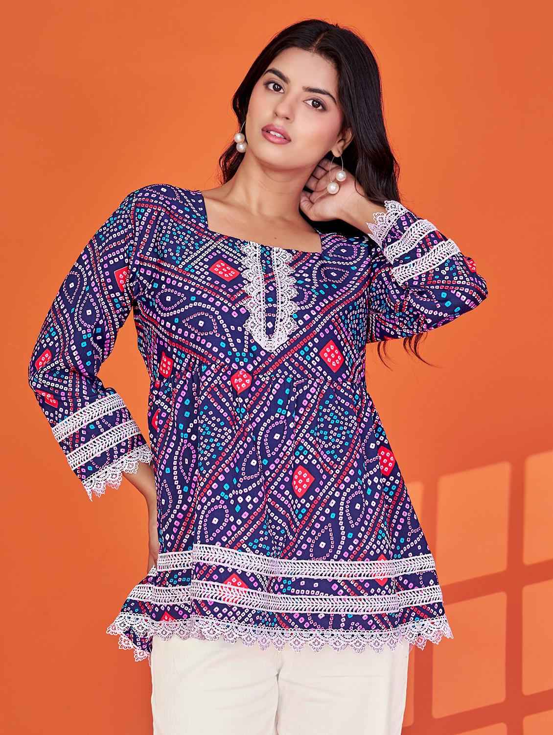women printed long sleeve flared kurti - 22036974 - Zoom Image - 0