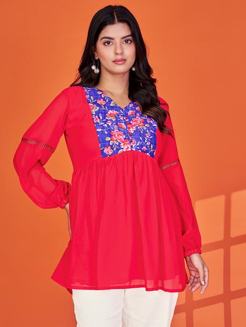 women floral print long sleeve flared tunic - 22036975 -  Standard Image - 0