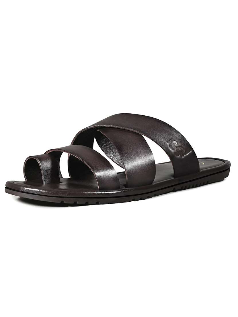 men brown slip on sandal - 22036982 -  Standard Image - 2