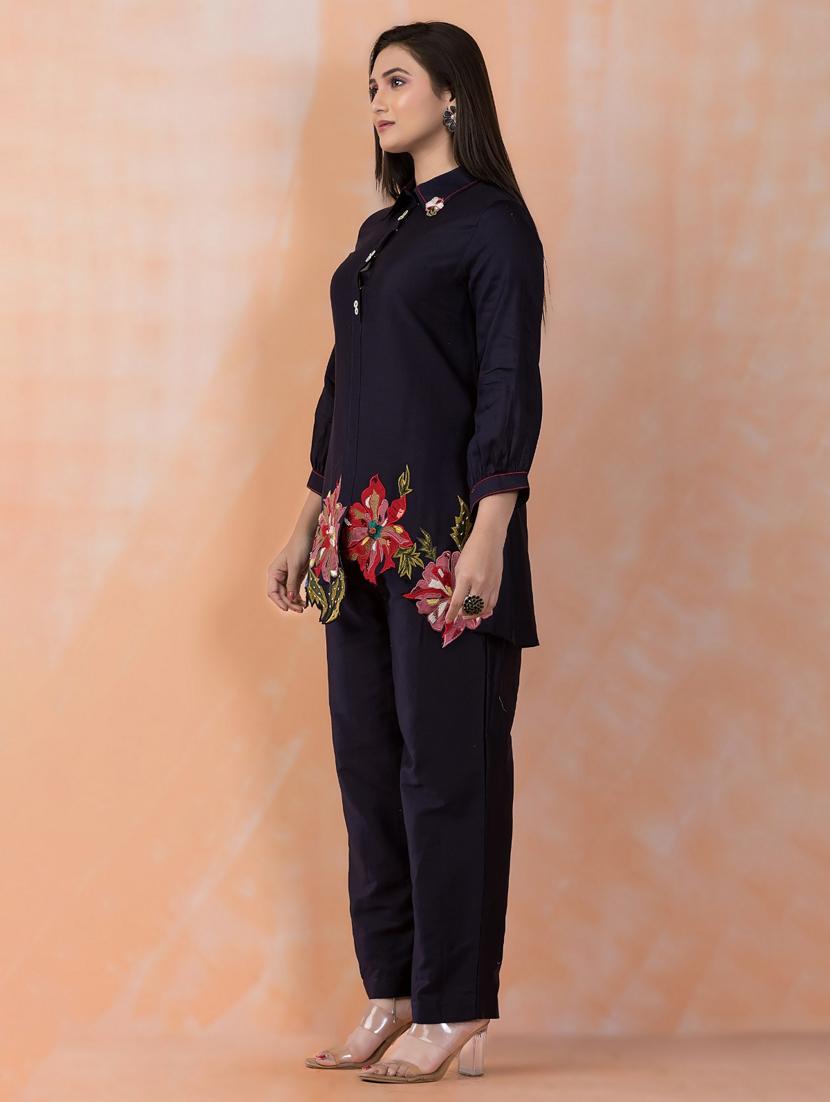 women embroidered puff sleeve ethnic co-ord set - 22037025 - Standard Image - 2