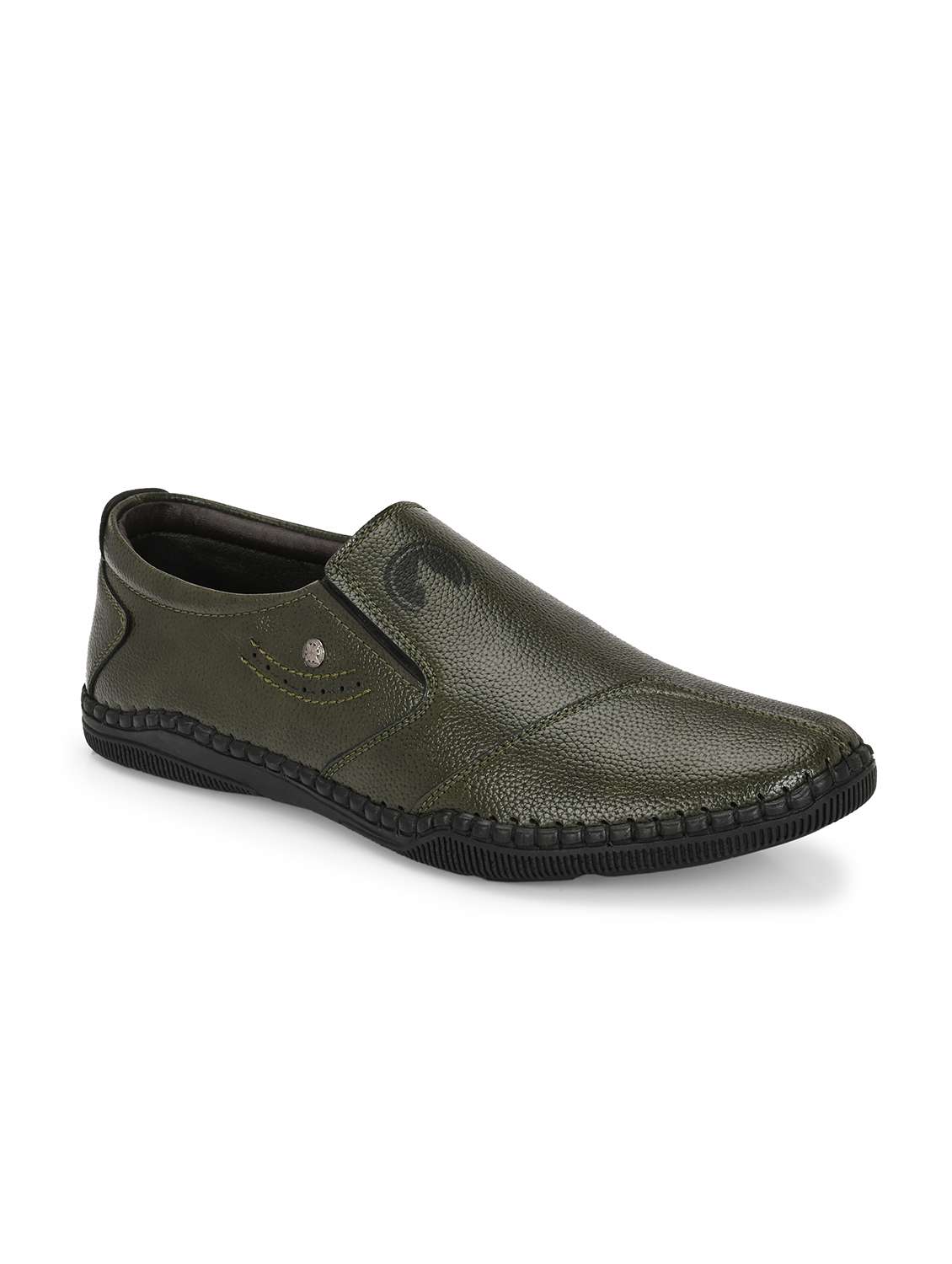 men green solid slip on formal shoes - 22037038 - Zoom Image - 0