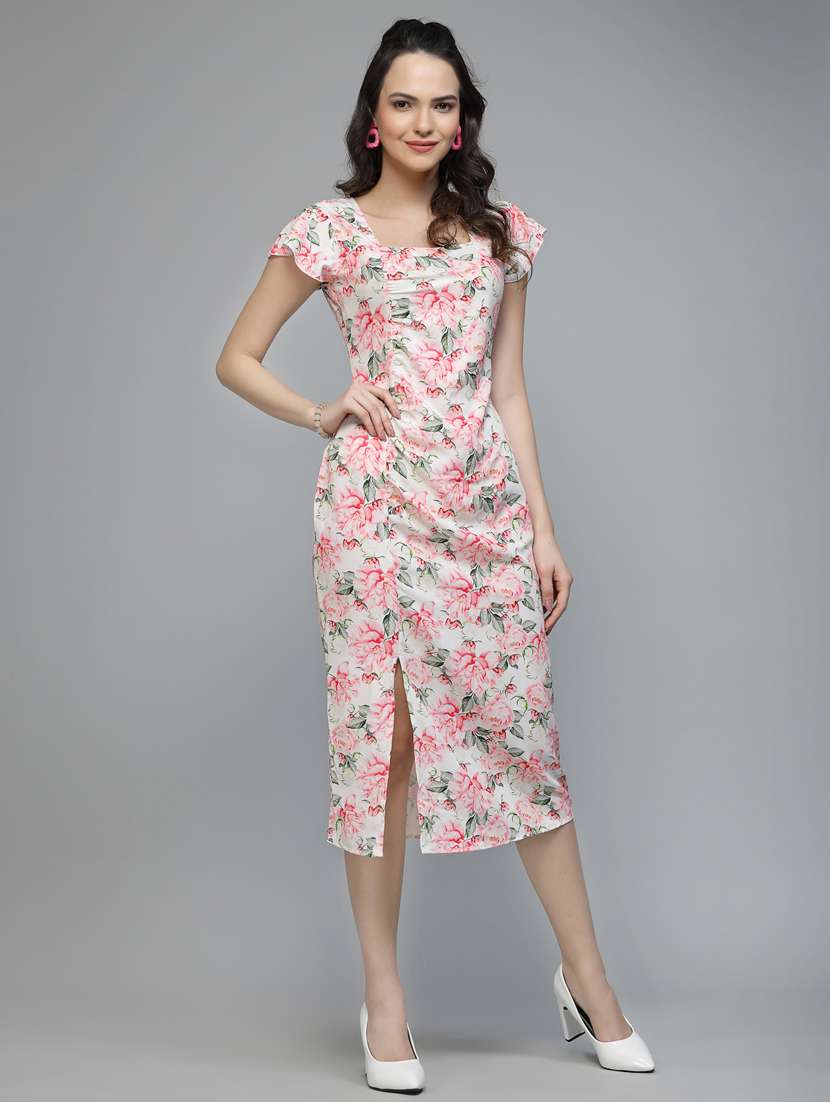 women florl print puff sleeve sheath dress - 22037056 - Standard Image - 2