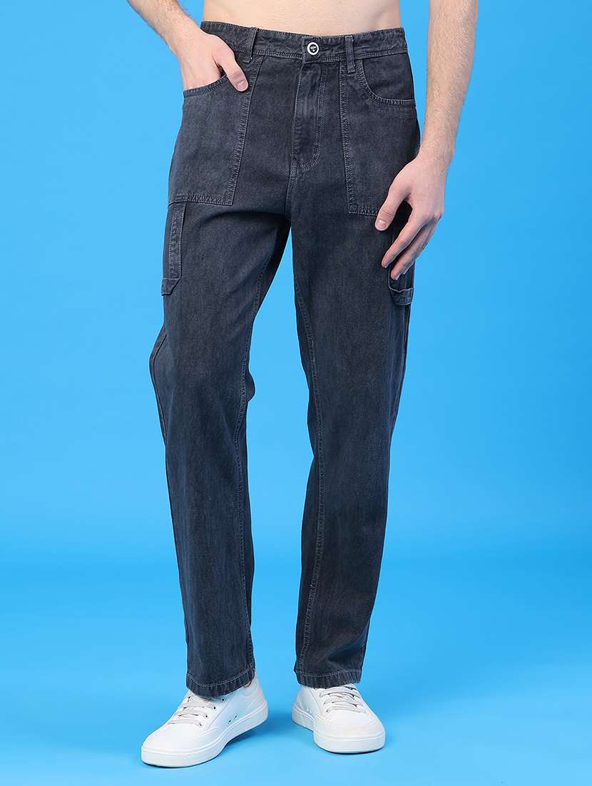men plain mid rise relaxed fit jeans