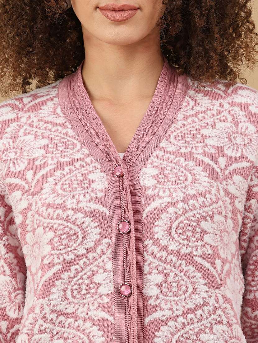 women self design long sleeve cardigan - 22037719 -  Standard Image - 2