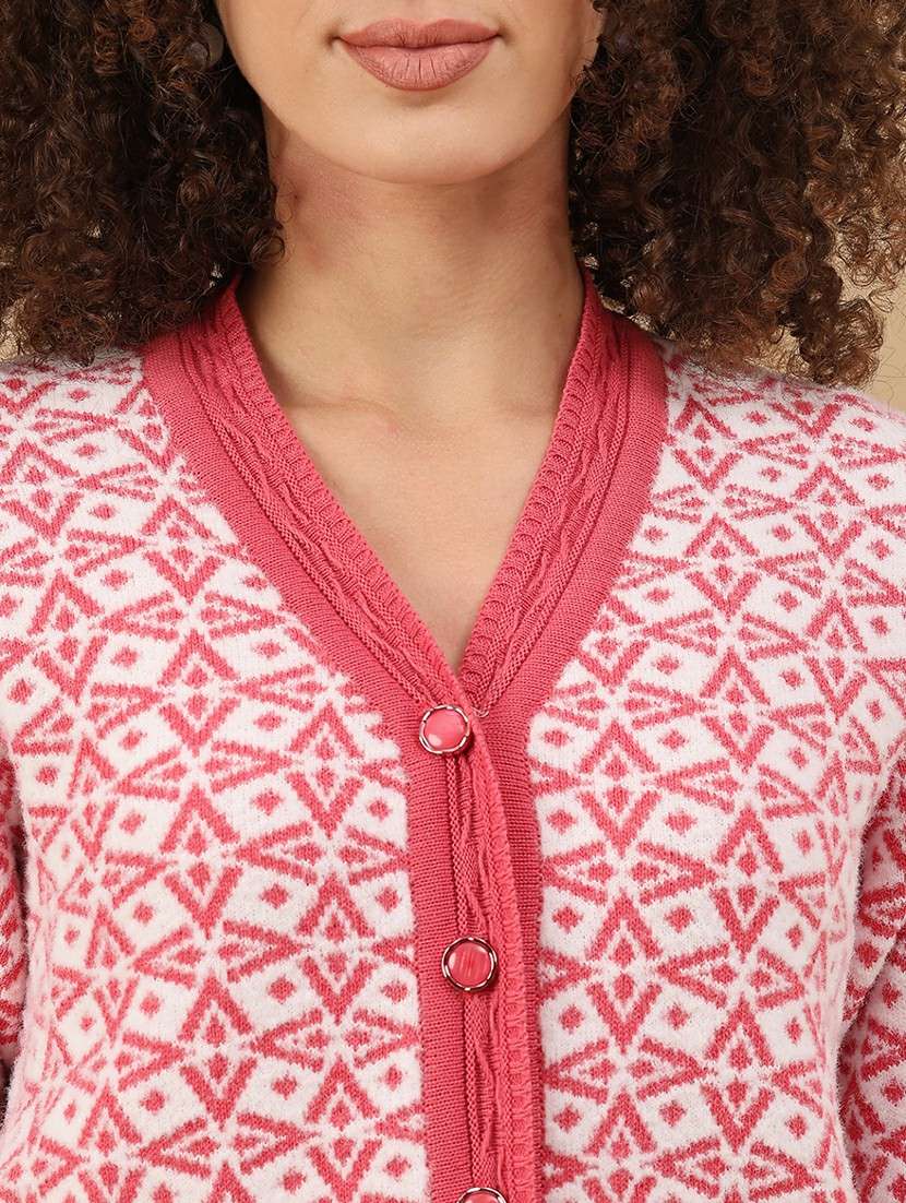 women self design long sleeve cardigan - 22037720 -  Standard Image - 2