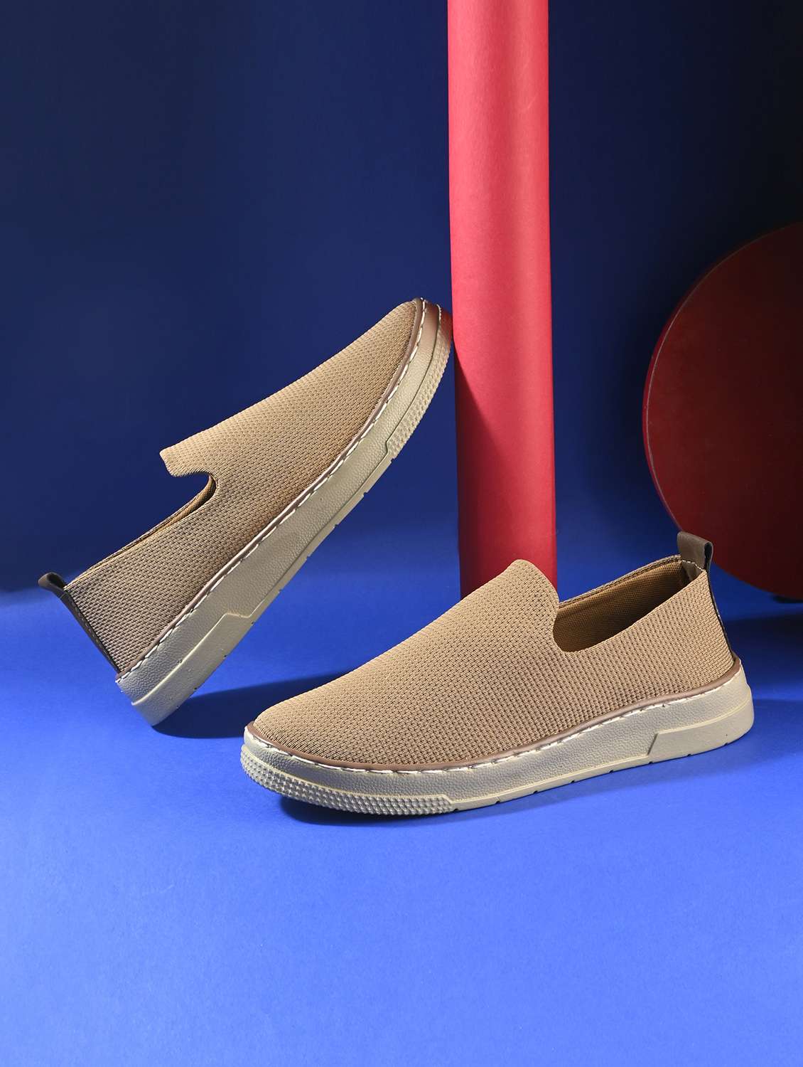 men beige slip on loafer