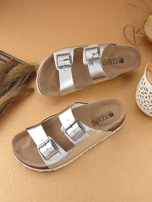 women silver slip on sandal - 22037855 - Standard Image - 0