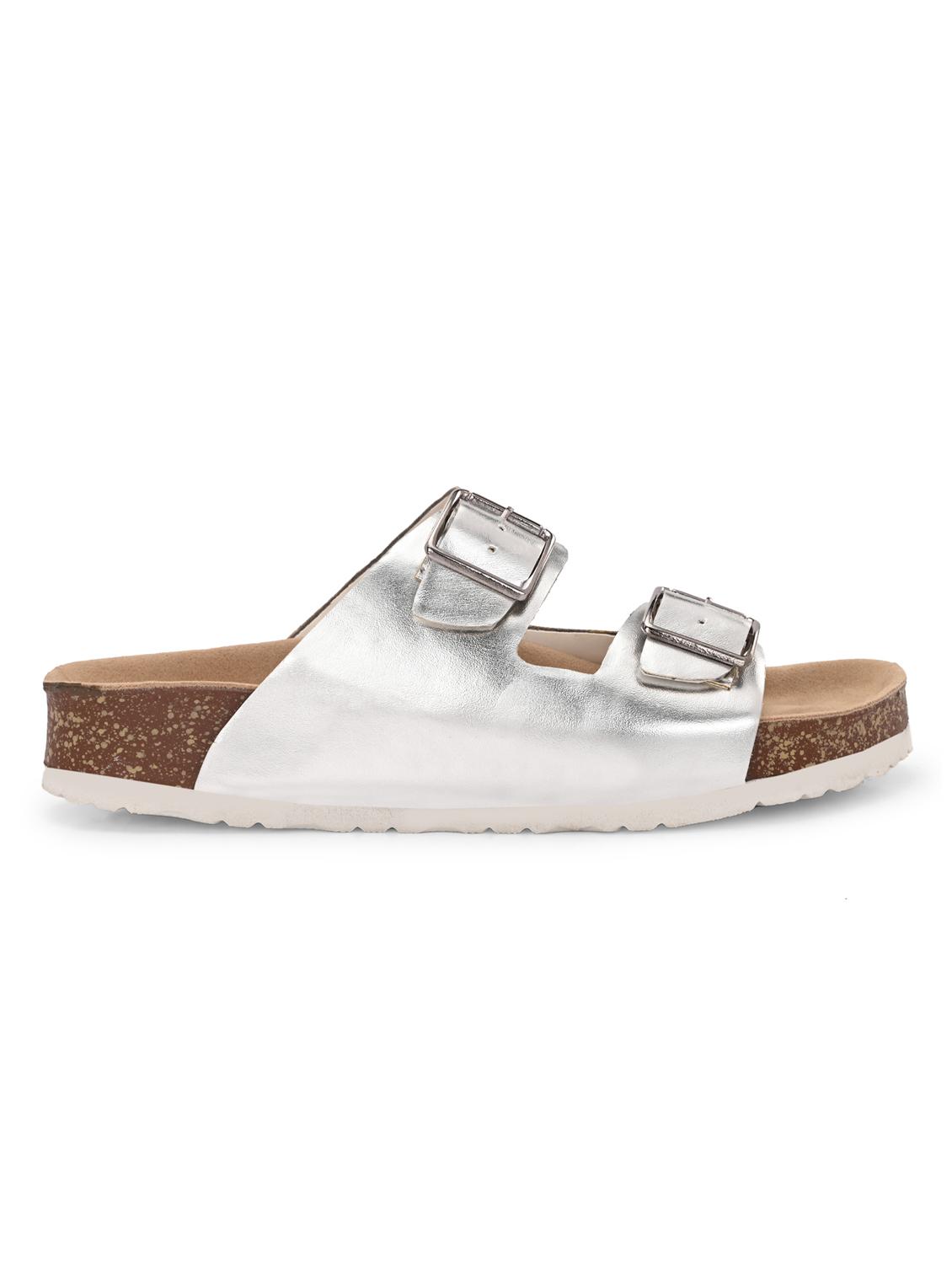 women silver slip on sandal - 22037855 - Standard Image - 2