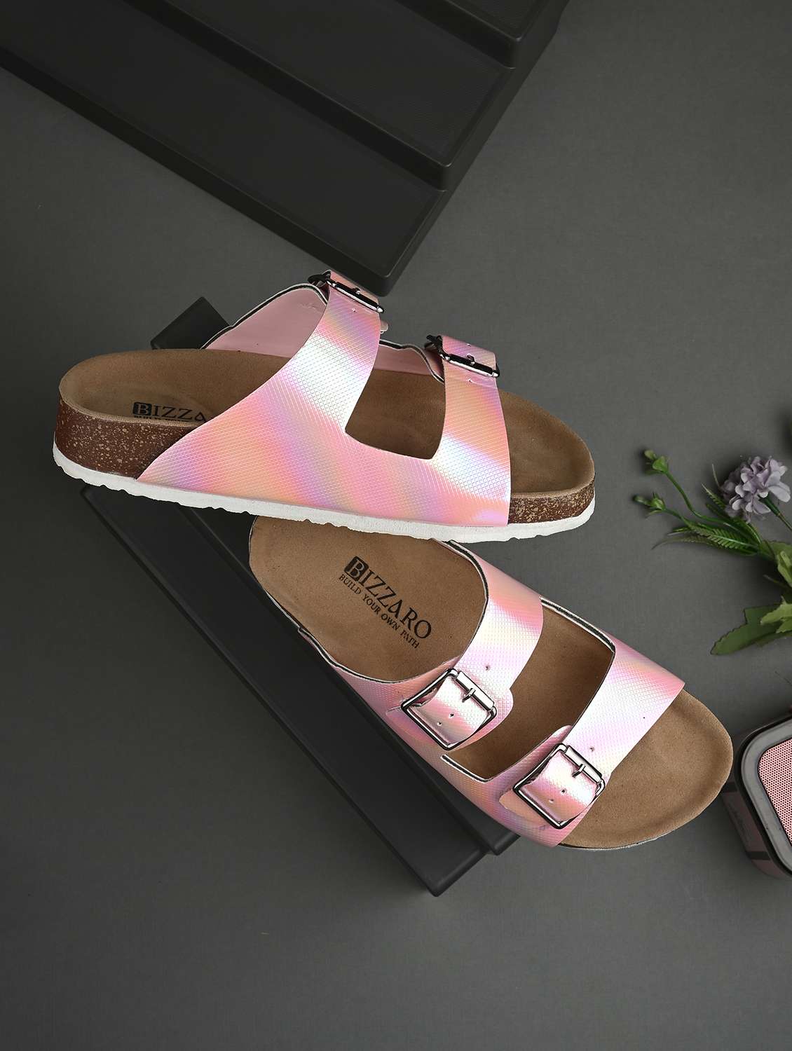 women pink slip on sandal - 22037857 -  Zoom Image - 0