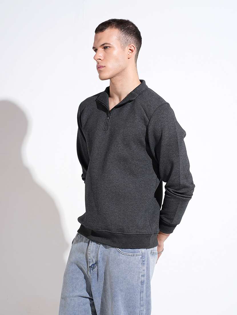 men solid stand collar long sleeve pullover - 22037868 -  Standard Image - 2