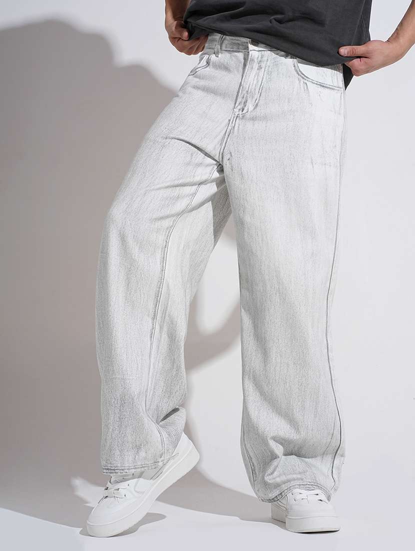 men solid mid rise baggy fit jean - 22037902 -  Zoom Image - 0
