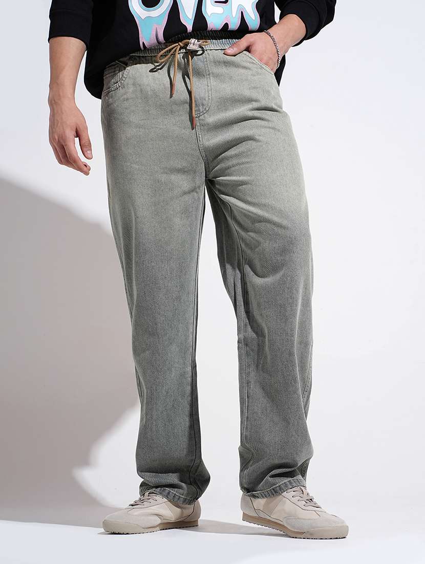 men washed mid rise straight fit jean