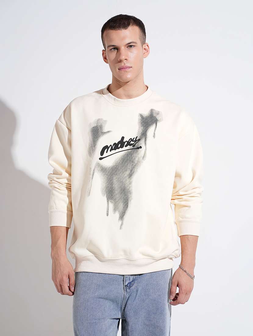 men printed long sleeve round neck sweatshirt - 22037925 -  Standard Image - 2