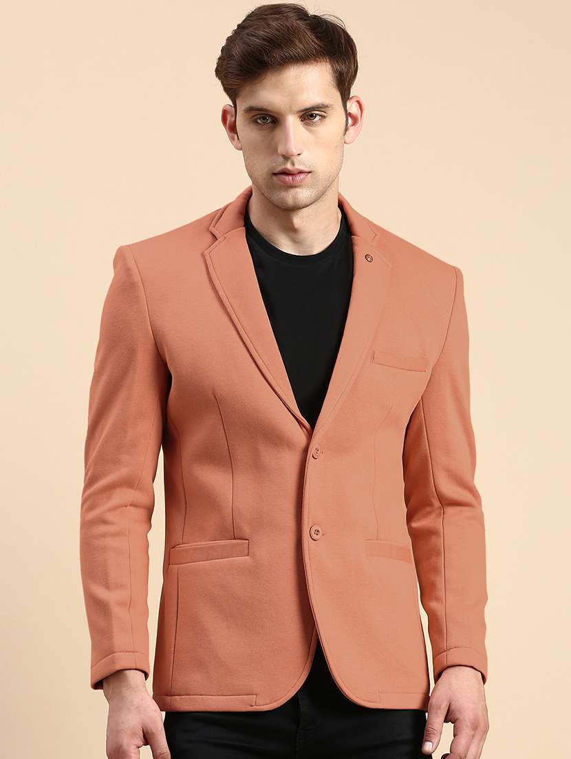men solid long sleeve single breasted blazer - 22037944 - Standard Image - 2