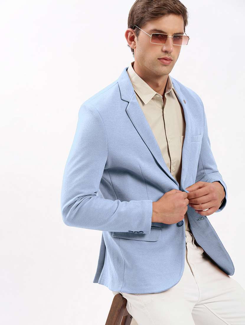 men solid long sleeve single breasted blazer