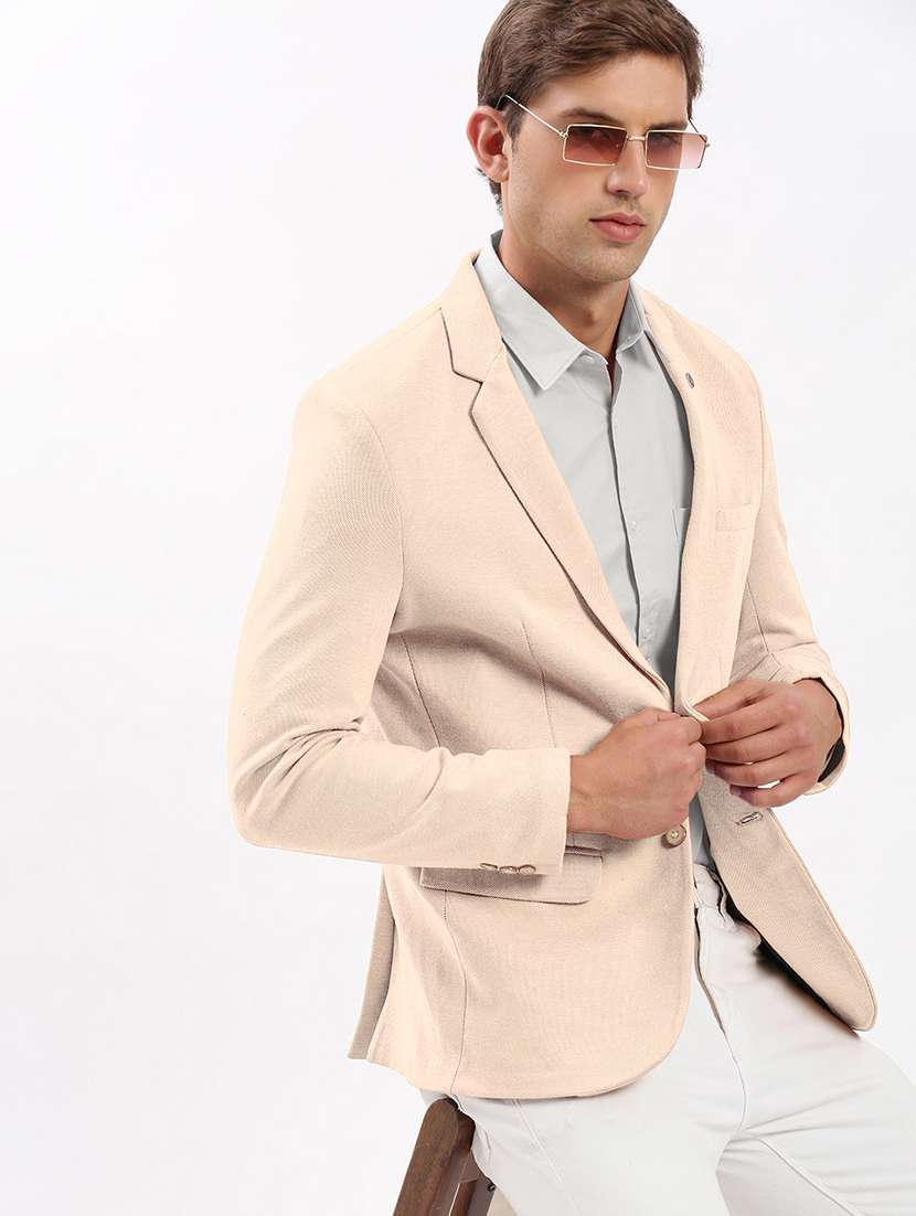 men solid long sleeve single breasted blazer
