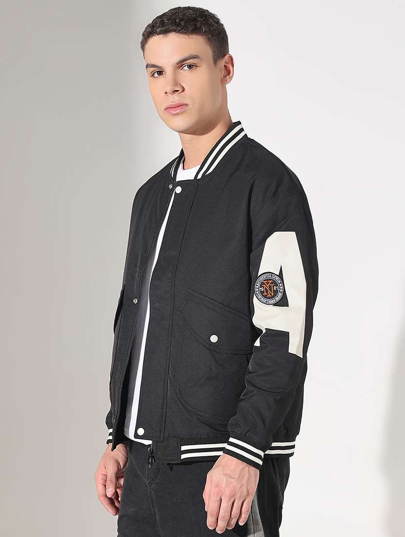 men printed long sleeve varsity jacket - 22037982 - Standard Image - 2