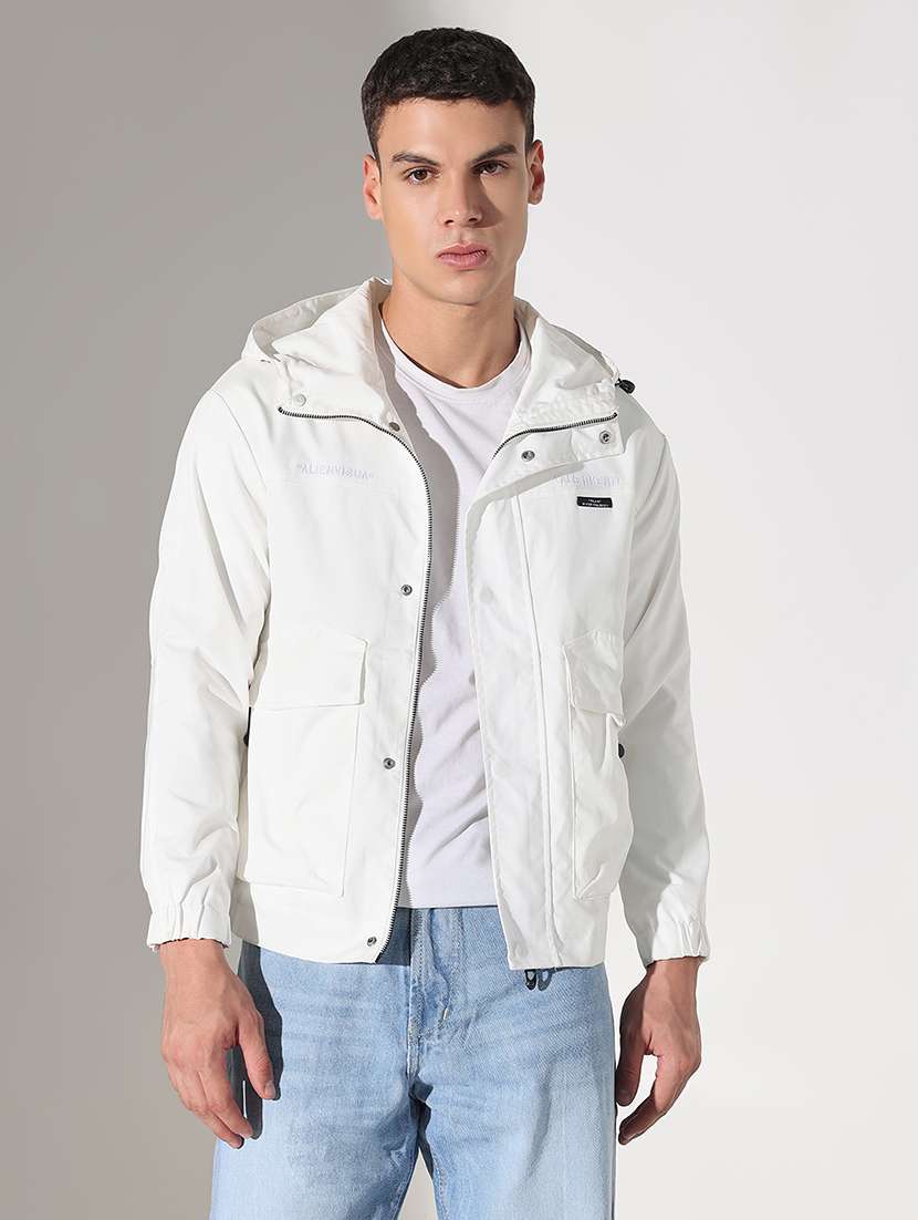 men white solid long sleeve bomber jacket - 22037991 -  Standard Image - 2