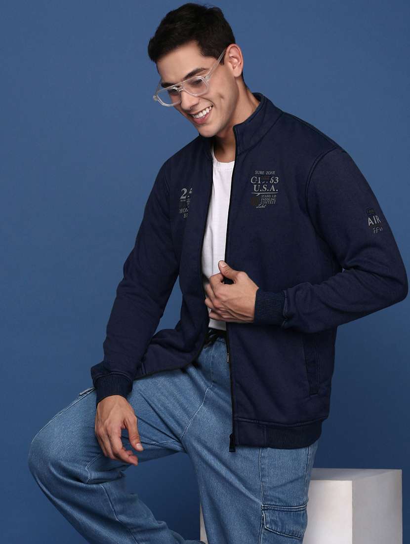 men solid stand collar long sleeve casual jacket - 22037995 - Zoom Image - 0
