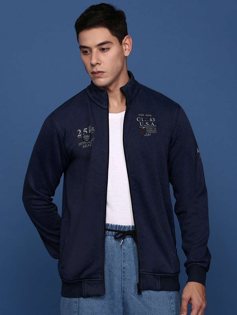 men solid stand collar long sleeve casual jacket - 22037995 - Standard Image - 2