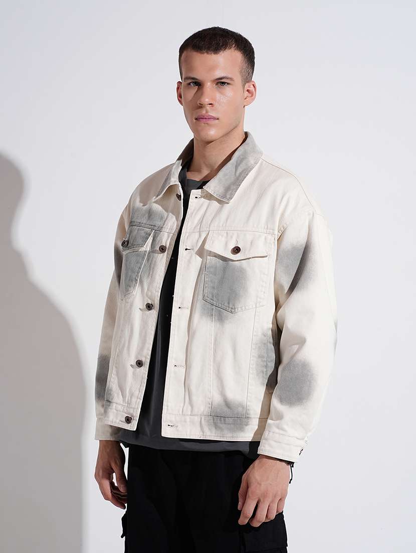 men collared long sleeve denim jacket - 22038000 - Standard Image - 2