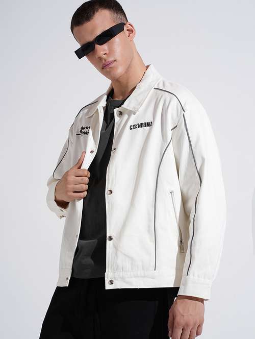 men collared long sleeve denim jacket - 22038002 - Standard Image - 0