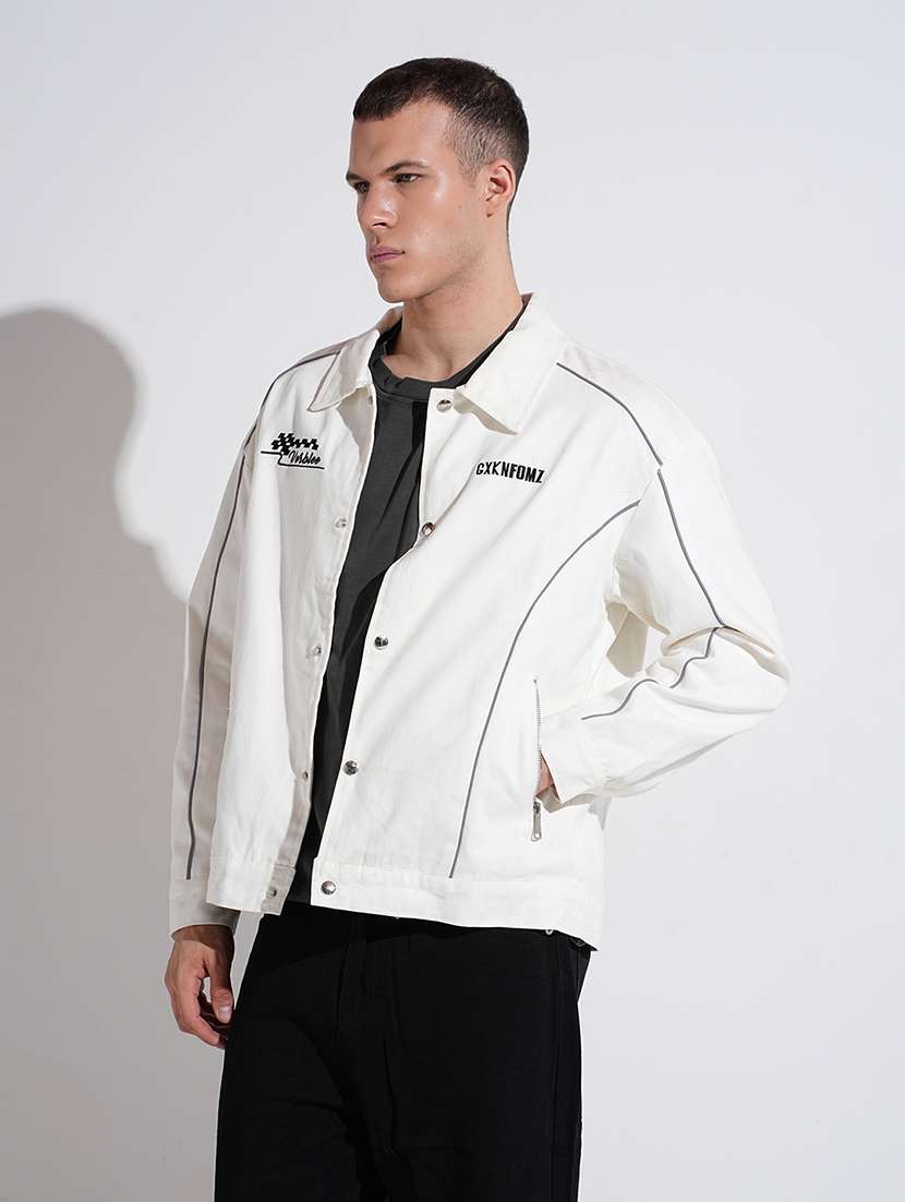 men collared long sleeve denim jacket - 22038002 - Standard Image - 2