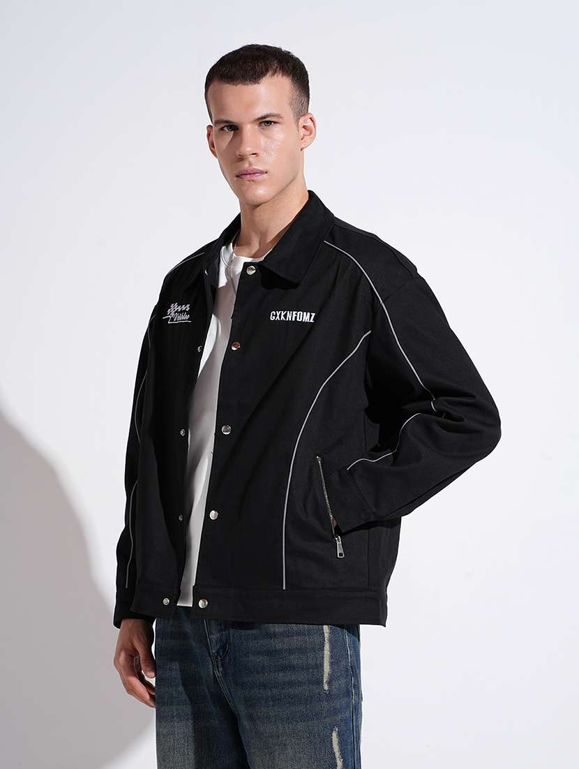 men collared long sleeve denim jacket - 22038003 - Standard Image - 2
