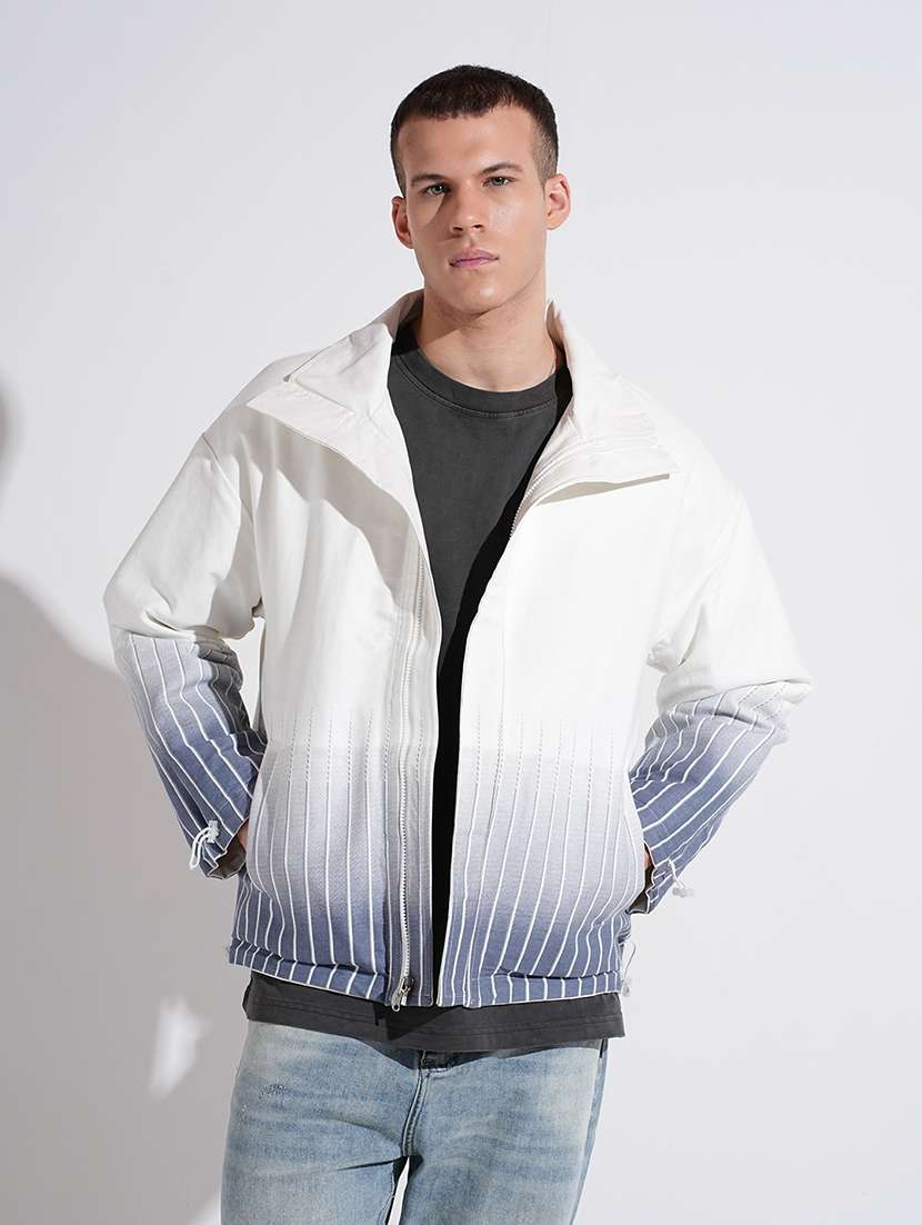 men ombre print long sleeve bomber jacket - 22038004 -  Standard Image - 2