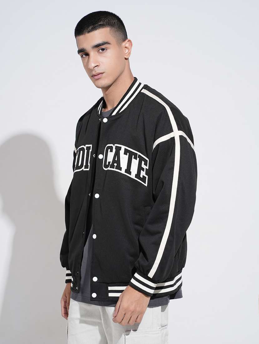 men typographic print ng sleeve varsity jacket - 22038010 - Standard Image - 2