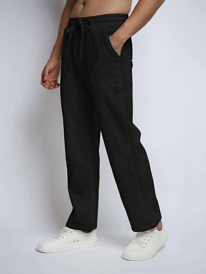 men solid mid rise straight fit trouser - 22038028 -  Standard Image - 2