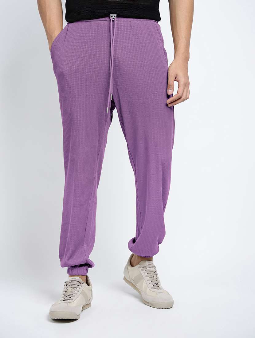 men solid mid rise relaxed fit jogger - 22038039 -  Standard Image - 2